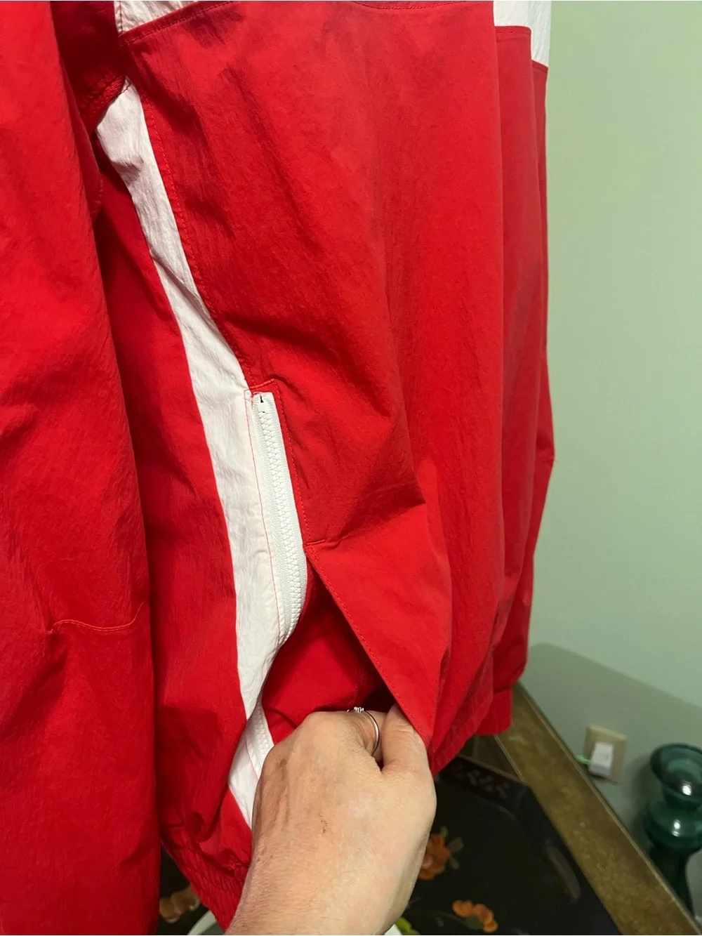 Jordan Team Woven Windbreaker Jacket Red White Men Size M Half Zip